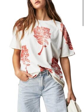 Free People painted floral tee size small